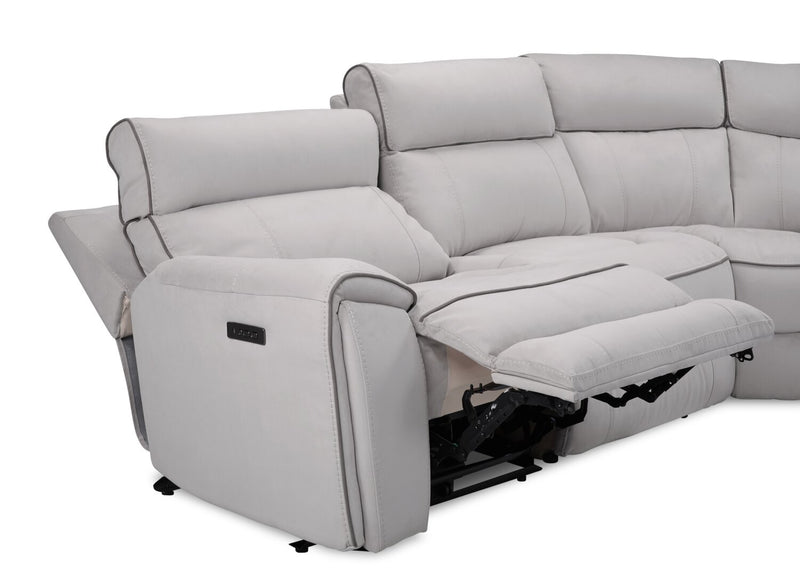 Cindy Crawford Home Newport 6-Piece Right-Facing Faux Suede Power Reclining Sectional - Grey