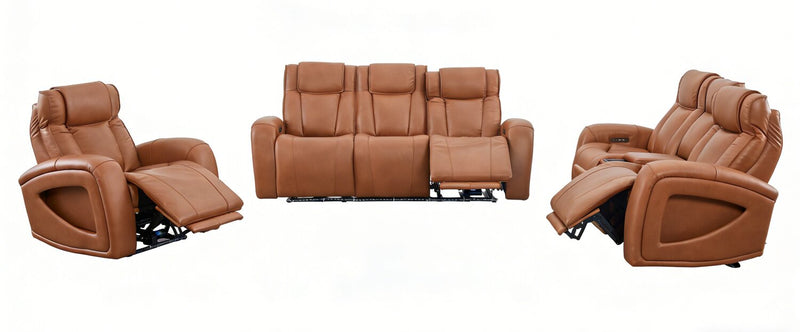 Shaquille O’Neal Home Titan 42\" Genuine Leather Power Reclining Chair with Shaq-o-pedic Comfort – Earth 
