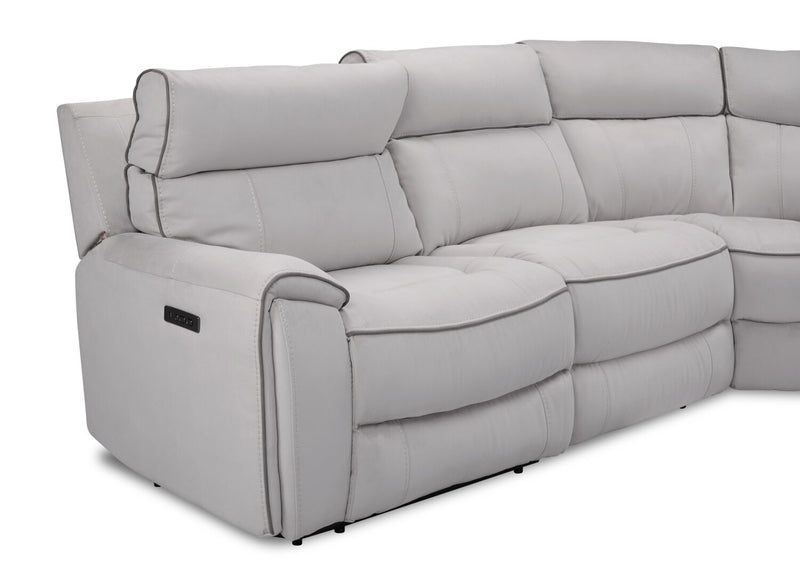 Cindy Crawford Home Newport 6-Piece Right-Facing Faux Suede Power Reclining Sectional - Grey