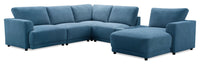 Voyage Modular 6-Piece Right-Facing Fabric Sectional with Console and Removable Back Cushions – Blue 
