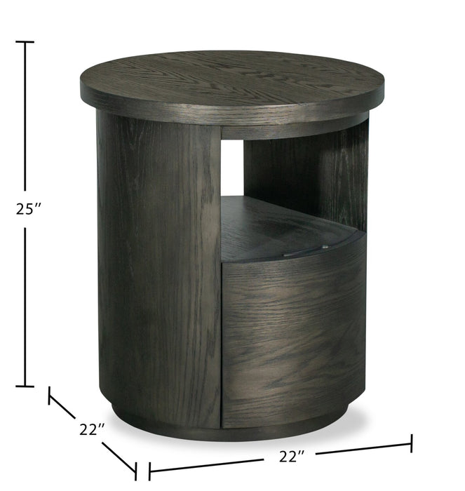Eldon 22” Modern Round Solid Wood End Table with Storage - Coffee Bean