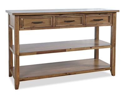Nathan 50" Rustic Sofa Table with Storage and Shelf - Light Brown | Table de salon rustique Nathan de 50 po avec rangement et tablette - brun clair