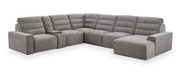 Shaquille O’Neal Home Prestige 7-Piece Right-Facing Sectional with Power Reclining and Power Sliding – Grey 