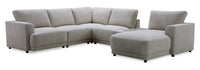 Voyage Modular 6-Piece Right-Facing Fabric Sectional with Console and Removable Back Cushions – Beige 