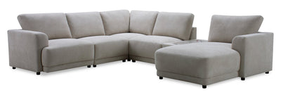 Voyage Modular 6-Piece Right-Facing Fabric Sectional with Console and Removable Back Cushions – Taupe | Sofa sectionnel modulaire de droite Voyage 6 pièces en tissu avec console et coussins de dossier amovibles - taupe