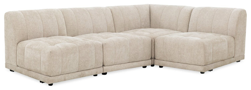Oaklyn Modular 4-Piece Fabric Sectional with Tufted Seat Cushions - Beige