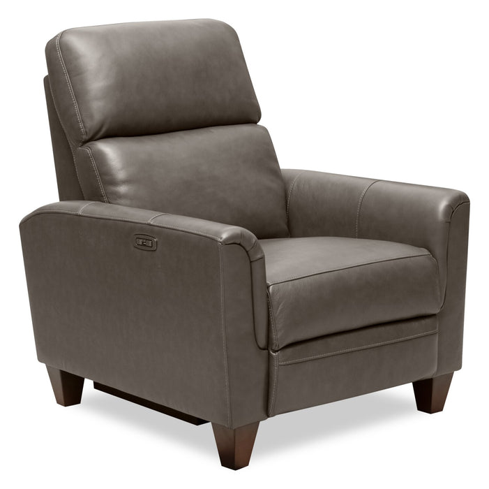 Bryce 35.5\" Top-Grain Genuine Leather Power Reclining Chair with Power Headrest - Grey