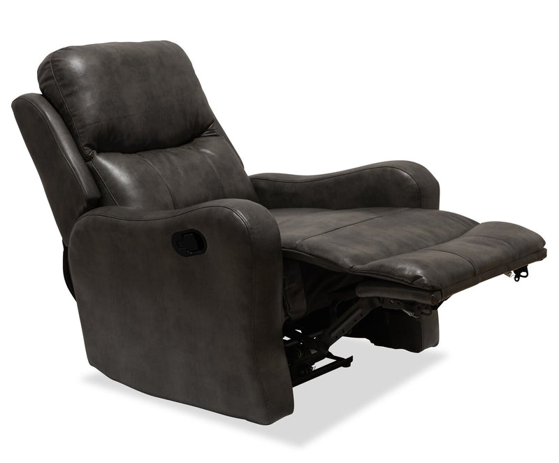Elli 32\" Faux Leather Swivel Glider Reclining Chair – Grey 