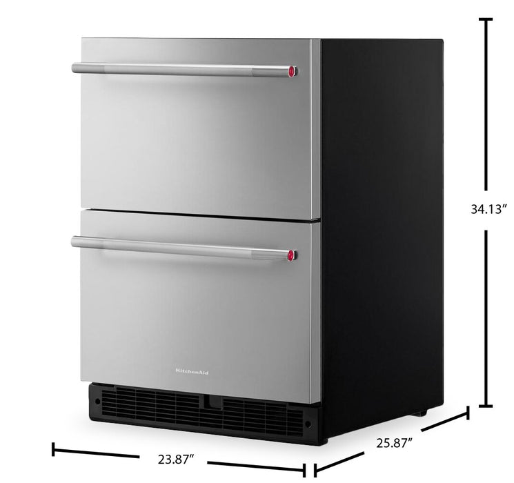 KitchenAid 24\" 4.4 Cu. Ft. Undercounter Double-Drawer Refrigerator – Stainless Steel - KURT524SSB