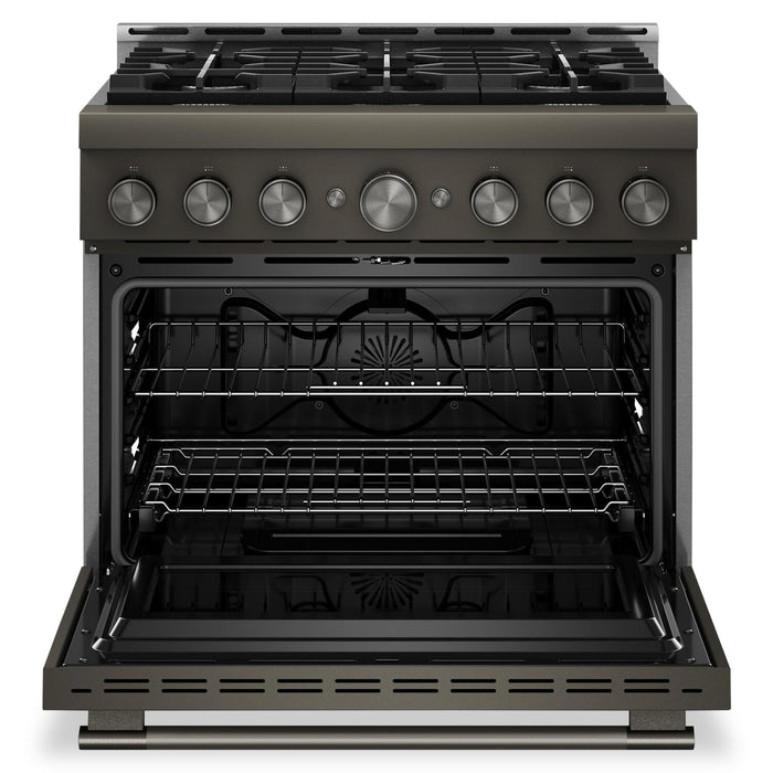 KitchenAid 36\" 5.1 Cu. Ft. Gas Range with No Preheat Air Fry Mode – Black Ore - KFGS936SBE