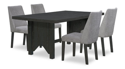 Emery 5pc Dining Set with Table & 4 Chairs, Wood, 72-96"W Extension - Black & Charcoal | Ensemble de salle à manger Emery 5 pièces en bois avec table, rallonge, 72 po à 96 po (L) et 4 chaises - noir et anthracite