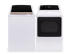 GE 5.3 Cu. Ft. Top Load Washer and 7.4 Cu. Ft. Electric Dryer - White and Rose Gold 