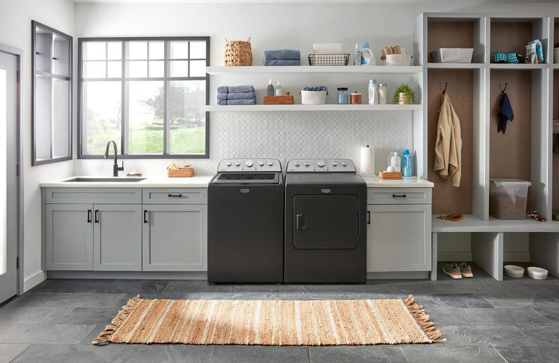 Maytag 5.4 Cu. Ft. Top-Load Washer and 7 Cu. Ft. Gas Dryer with Steam - Volcano Black