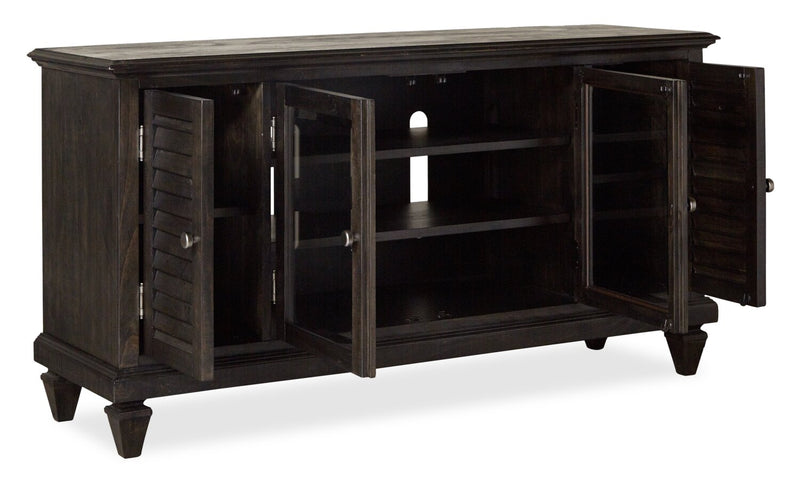 Baron 62” Rustic Pine TV Stand with Storage and Cable Management for TVs up to 70” - Weathered Charcoal