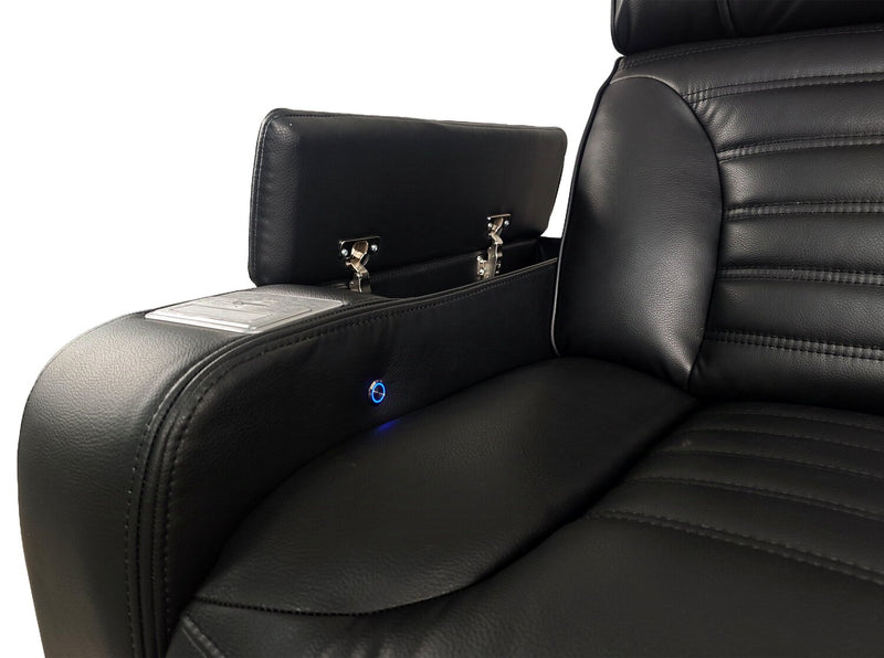 Zen 40\" Faux Leather Power Reclining Massage Chair with Power Headrest and Heated Seat - Black