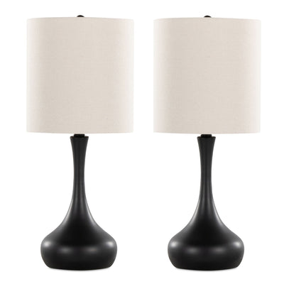 Polly 24" Matte Black Metal 2-Piece Set, with Two Table Lamps  | Ensemble 2 lampes de table Polly de 24 po en métal noir  | POLLY2PK