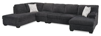Made in Canada Morgan 3-Piece Left-Facing Chenille Fabric Wrap Sectional with Accent Pillows - Grey 