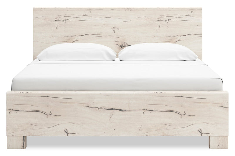 Derekson Storage Bed with 2 Built-In Side Drawers, Rustic White - King Size
