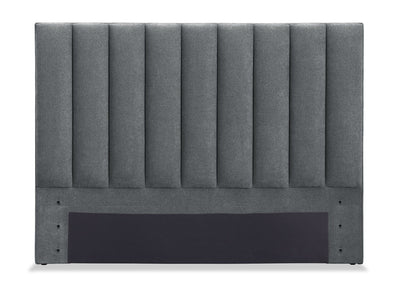 Amos Upholstered Headboard in Charcoal Fabric, Channelled - King Size | Tête de lit rembourrée Amos en tissu anthracite en canaux - format très grand lit