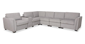 Vault 7-Piece Sectional with Five Storage Chairs and Storage USB Console - Grey