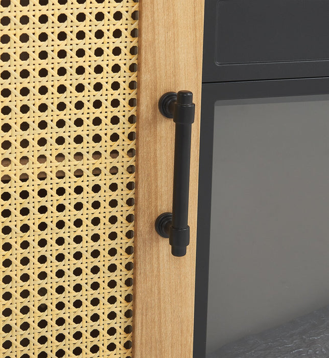 Reed 47\" Contemporary Electric Fireplace with Storage – Light Teak