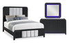 Kaleo 5pc Bedroom Set with Bed, Dresser & Mirror, LED, Modern, Black - Queen Size