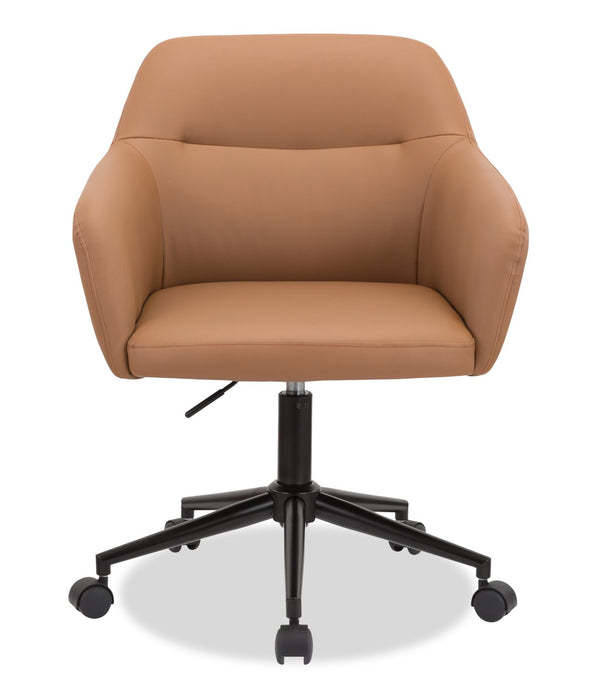 Stevie 23\" Swivel Leather-Like Office Chair with Adjustable Height – Dark Brown