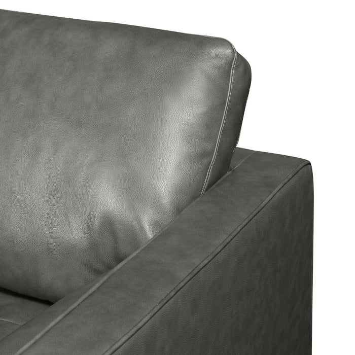 Edge 2-Piece Left-Facing Genuine Leather Sectional with Wood Legs and Removable Back Cushions - Grey