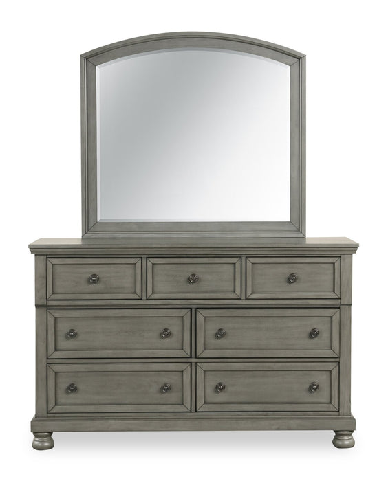 Chelsea 6pc Bedroom Set with Storage Bed, Dresser & Mirror, Grey - King Size