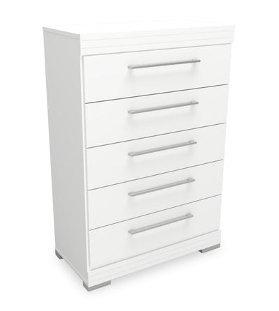 Riley Bedroom Chest of Drawers, 5-Drawer, 31"W x 46"H, Made in Canada - White | Commode verticale de chambre à coucher Riley de 31 po (L) x 46 po (H) à 5 tiroirs, fabriquée au Canada - blanche