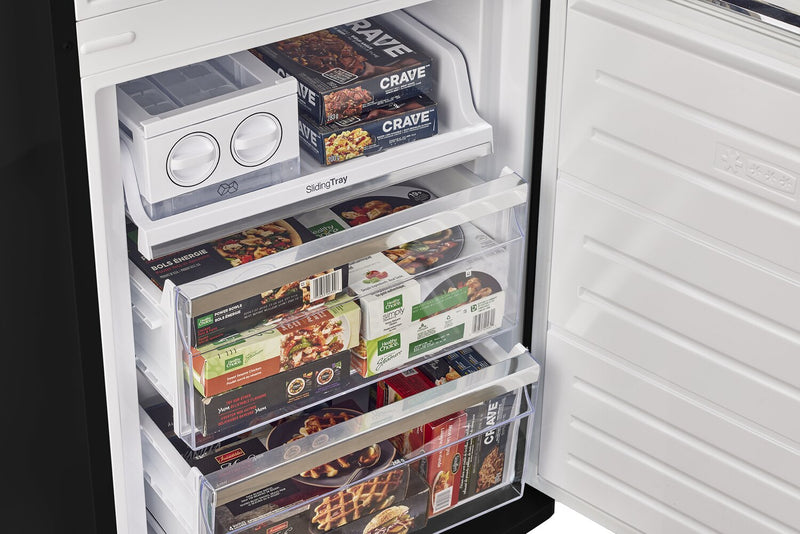 Classic Retro by Unique 24\" 12 Cu. Ft. Bottom-Freezer Refrigerator - Matte Black - UGP-340L MB AC