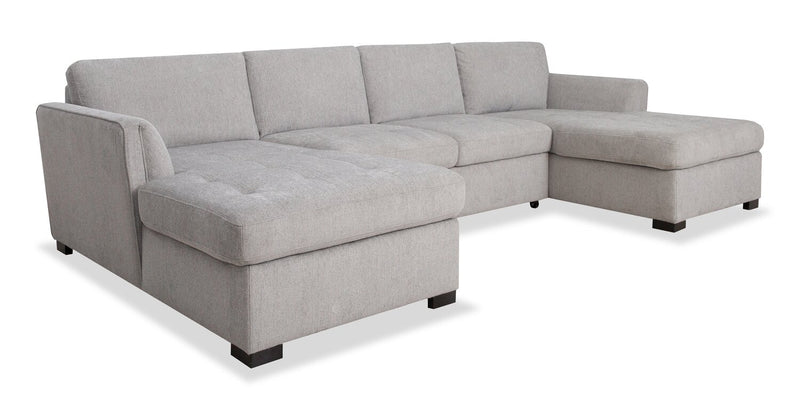 Vault 3-Piece Sectional with Sofa Bed Loveseat and Two Storage Chaises - Grey