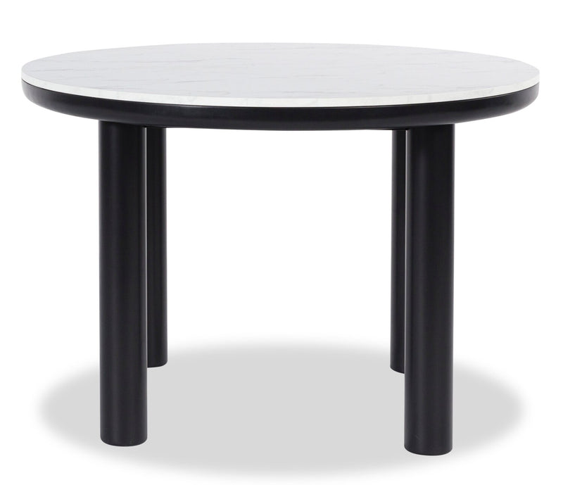 Jolie 5pc Dining Set with Table & 4 Chairs, Marble-Look Top, Melamine, 45\"W Round - White & Black