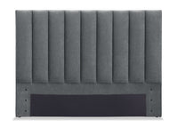 Amos Upholstered Headboard in Charcoal Fabric, Channelled - Full Size 