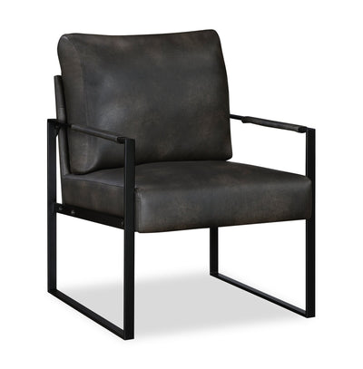 Nico 24.75" Faux Leather Accent Chair with Metal Legs - Dark Grey | Fauteuil d’appoint Nico de 24,75 po en similicuir avec pattes en métal - gris foncé
