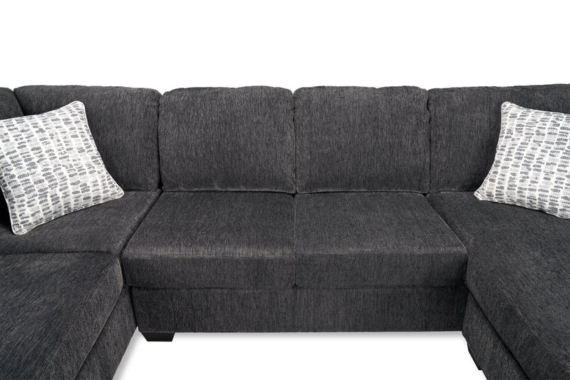 Made in Canada Morgan 2-Piece Left-Facing Chenille Fabric Wrap Sectional with Accent Pillows - Grey