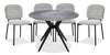 Luka 5pc Dining Set with Table & 4 Chairs, Sintered Stone Top, Metal, 43.5"W Round - Grey/Taupe | Ensemble de salle à manger Luka 5 pièces en métal avec table ronde de 43,5 po (L), dessus en pierre frittée et 4 chaises - gris et taupe