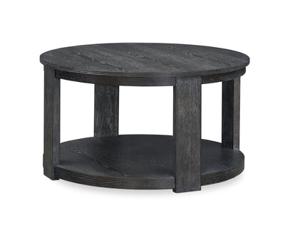 Declan 31.5" Modern Round Coffee Table with Shelf & Casters - Black | Table à café ronde Declan moderne de 31,5 po avec tablette - noire