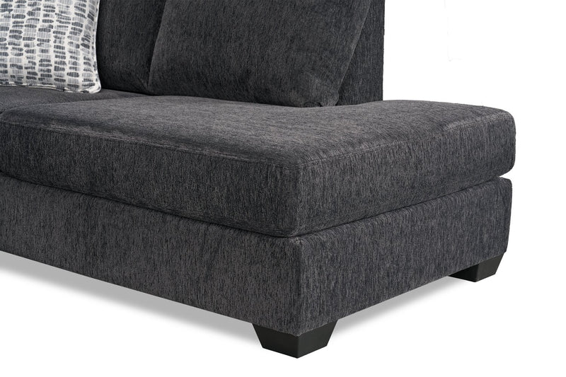 Made in Canada Morgan 3-Piece Right-Facing Chenille Fabric Sectional with Sofa and Accent Pillows - Grey