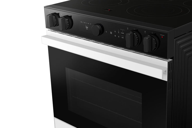 Samsung 6.3 Cu. Ft. Smart Electric Slide In Range with Air Fry and Air Sous Vide - White Glass - NSE6DB850012AC