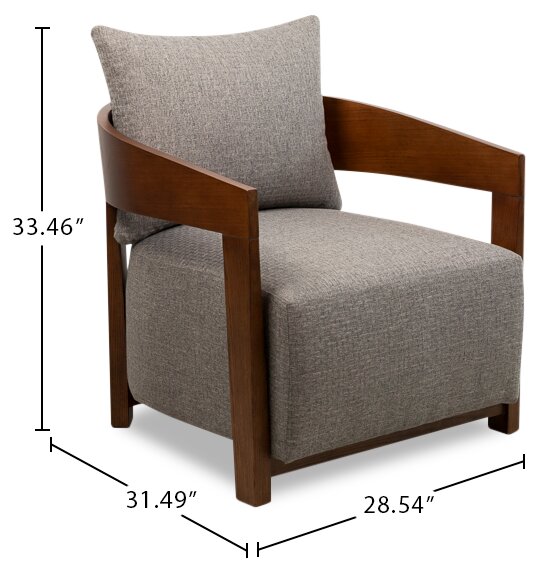 Amor 28.54\" Fabric Accent Chair with Wood Arms and Legs - Grey