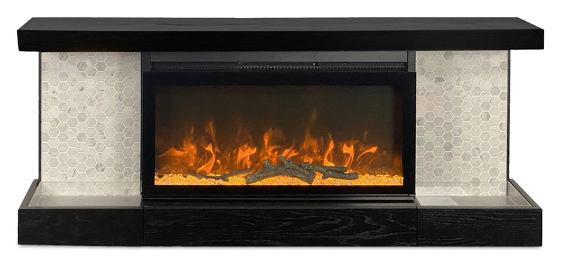 Summit 48\" Electric Fireplace with Wall-mount Mantel – Brown 