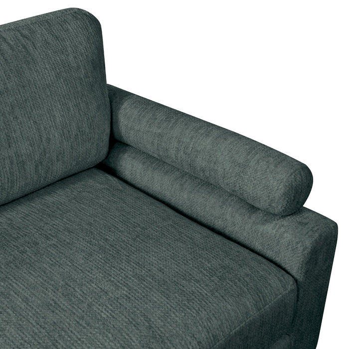 Lounge 4-Piece Chenille Modular Sectional with Ottoman – Grey 