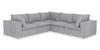 Farah 5-Piece Chenille Fabric Sectional with Removable Feather Down Back Cushions - Silver