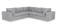 Farah 5-Piece Chenille Fabric Sectional with Removable Feather Down Back Cushions - Silver 