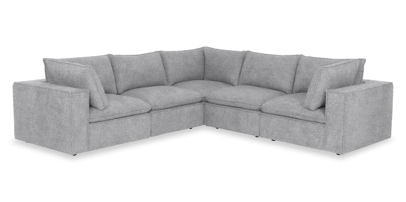 Farah 5-Piece Chenille Fabric Sectional with Removable Feather Down Back Cushions - Silver