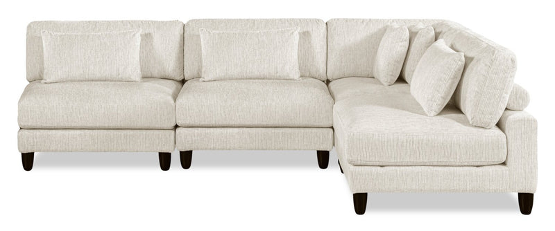 Lounge 4-Piece Chenille Armless Modular Sectional – Beige 