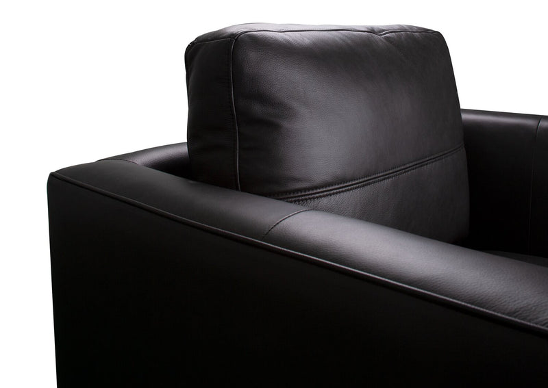 Melrose 36.5\" Top-Grain Genuine Leather Chair with Metal Legs - Black