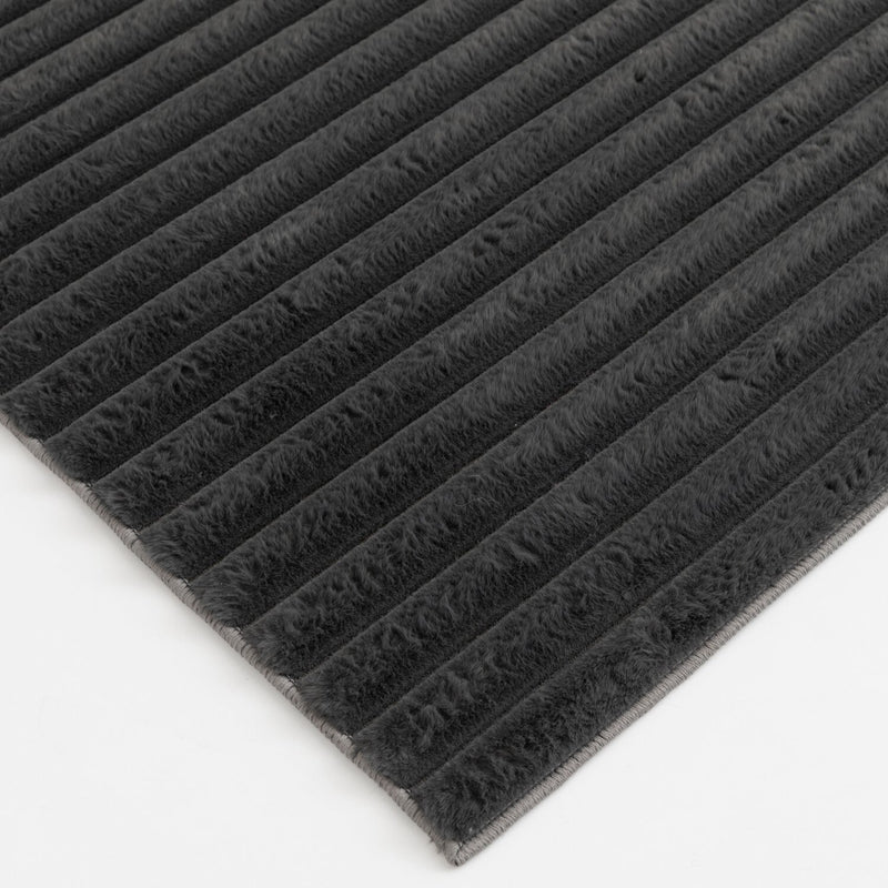 Channel Area Rug Dream Step Memory Foam Channel Dark Grey Faux Fur Area Rug - 7' x 10 ...
