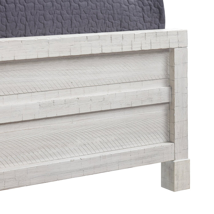 Haven Pier Bed with Headboard, Frame & 2 Piers, USB, LED, White - Queen Size